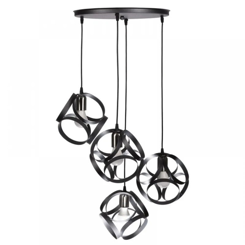 NG Lighting Κρεμαστό Φωτιστικό Οροφής Χειροποίητο Μεταλλικό Μαύρο Τετράφωτο Ε27 40x80cm 2026078